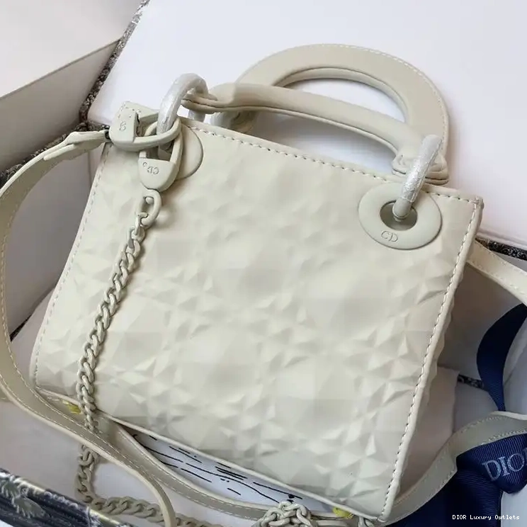 Cheap Bag White Ultramatte Frosted Calfskin Dior Cannage Lady Mini 0623 Luxury